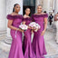 Sexy Purple Mermaid Off Shoulder Maxi Long Bridesmaid Dresses For Wedding Party,WG1807