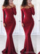 Απλό Από τον Ώμο Μακρύ Μανίκι Κόκκινο Γοργόνα Φορέματα Prom Βραδιού, Δημοφιλή Κόκκινο Κόμμα Φορέματα Prom, Συνήθεια Μακριά Φορέματα Prom, Φτηνές Επίσημα Φορέματα Prom, 17201