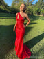 Sexy Red Mermaid One Shoulder Maxi Long Party Prom Dresses,Evening Dress,13463