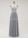 Halter Lace longo Chiffon cinza dama de honra vestidos baratos on-line, WG583