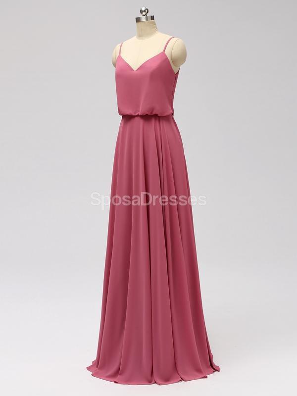 Esparguete Correia Chiffon rosa empoeirado Vestidos De Dama de Honor Baratos Online, WG600