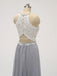 Halter Lace longo Chiffon cinza dama de honra vestidos baratos on-line, WG583