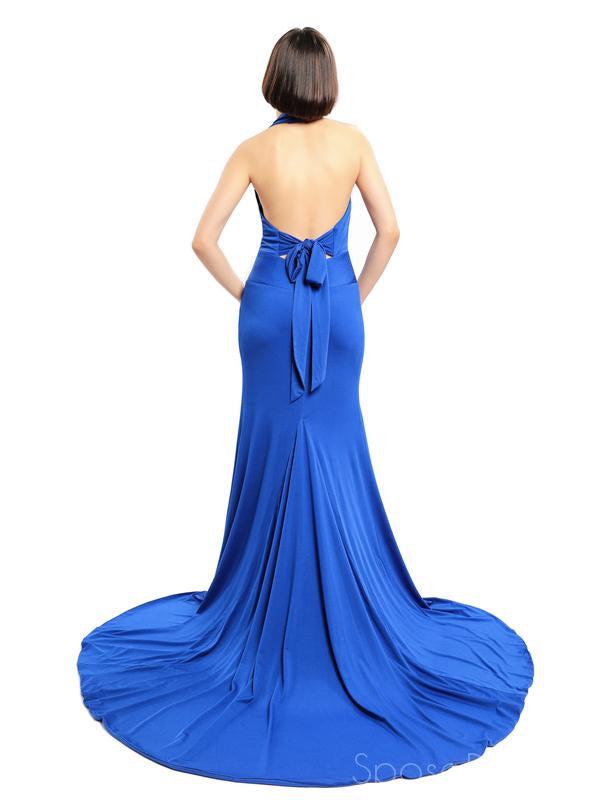 Sexy Backless Royal Blue Mermaid Long Evening Prom Dresses, Cheap Custom Sweet 16 Dresses, 18549