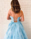 Sexy Blue Backless Spaghetti Straps Lake Evening Prom Dresses, Evening Party Prom Dresses, 12271