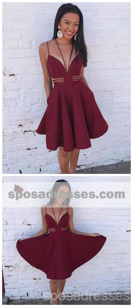 Vermelho escuro Única, Simples, Barato Curto Homecoming Dresses Online, CM528