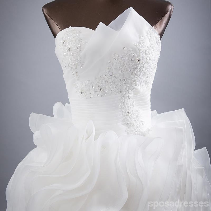 Organza Ball Gown luxuoso Uns Vestidos de Casamento de Casamento de linha, Vestidos de Casamento Feitos Alfandegários, Vestidos de noiva de Casamento Disponíveis, WD254