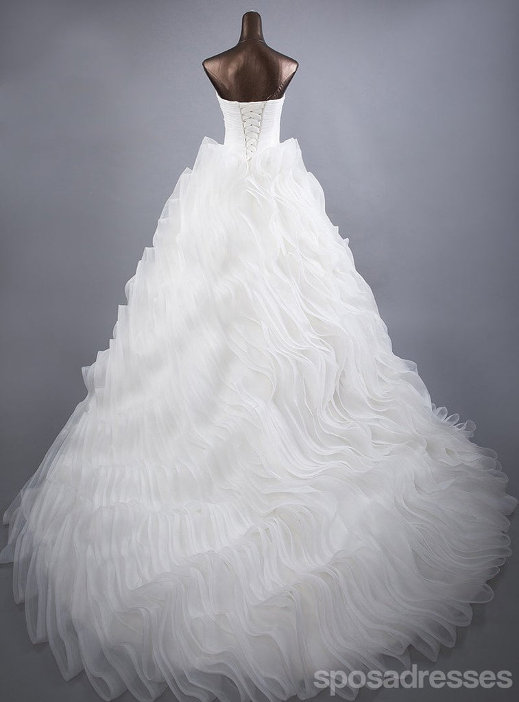Organza Ball Gown luxuoso Uns Vestidos de Casamento de Casamento de linha, Vestidos de Casamento Feitos Alfandegários, Vestidos de noiva de Casamento Disponíveis, WD254