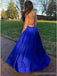 Σέξι Backless Royal Blue A-line Long Evening Prom Φορέματα, Βραδινά Κόμμα Prom Φορέματα, 12297