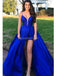 Σέξι Backless Royal Blue A-line Long Evening Prom Φορέματα, Βραδινά Κόμμα Prom Φορέματα, 12297