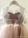 Mangas de parte superior de cadarço vestidos de menina de flor de tule rosa, V-costas pequenos vestidos de menina populares, FG027