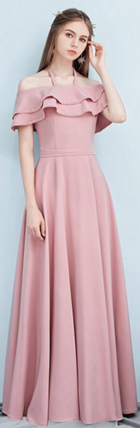 Dusty Pink Floor Length Incompatíveis Simple Cheap Bridesmaid Vestidos Online, WG517