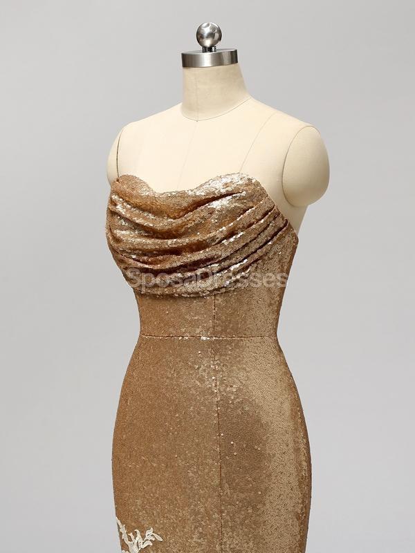 Querida lantejoula ouro sereia baratos dama de honra vestidos on-line, WG597