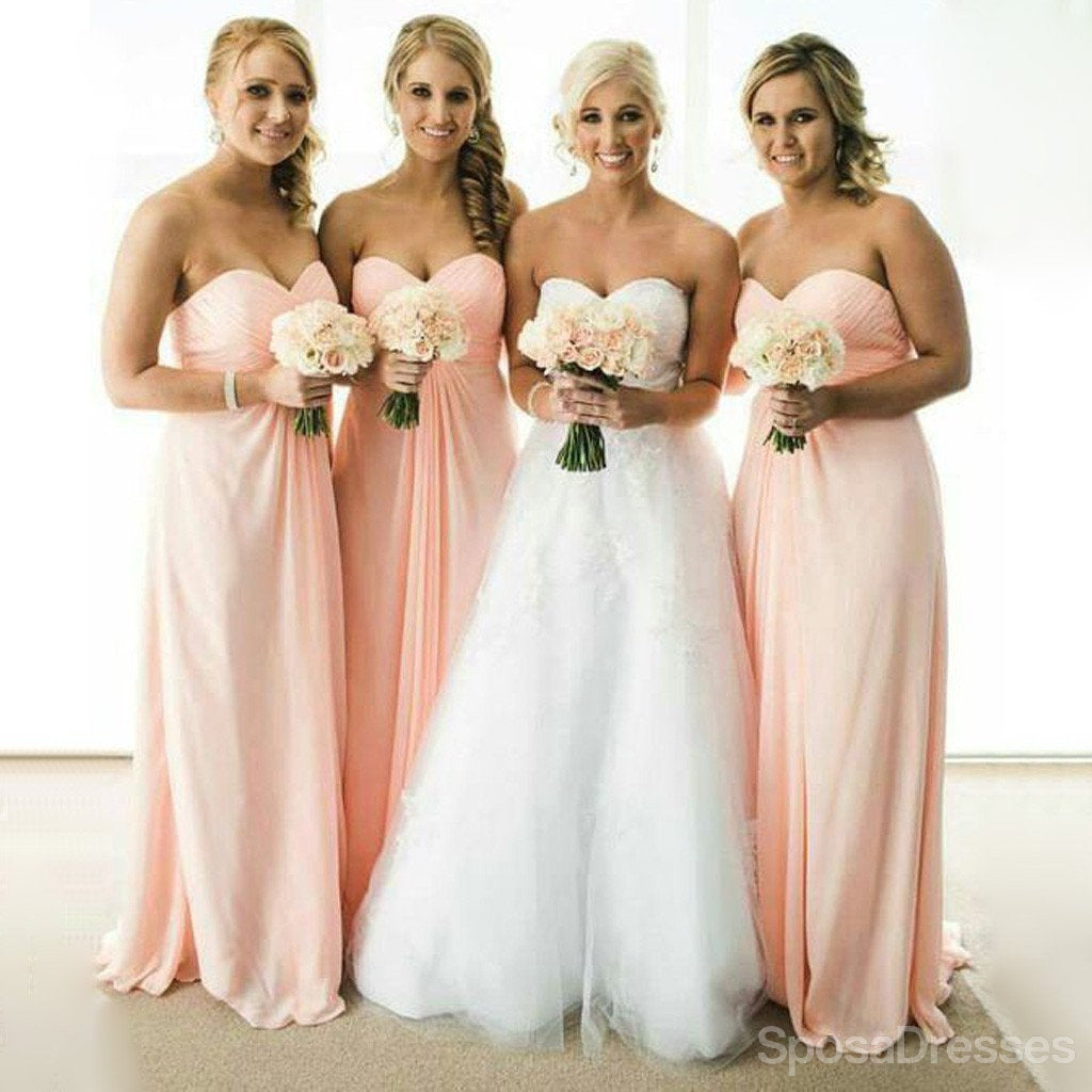 Απλό Φτηνό Σιφόν Γλυκιά Καρδιά Formal A Line Floor-Length Wedding Party Bridesmaid Dresses, WG173