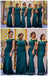 Fora do ombro verde sereia Applique longos baratos dama de honra vestidos on-line, WG652