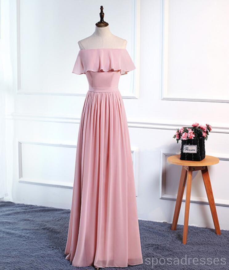 Blush Blush Pink Floor Comprimento Inigualável Chiffon Bridesmaid Vestidos Online, WG536