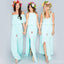 "Pretty Young Junior Mint Mismatched Different Styles Side Split Chiffon Cheap Long Bridesmaid Dresses, WG197"