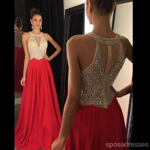 Κόκκινα φορέματα Prom, Halter prom Dress, Γοργόνα Prom Dress, φορέματα για Prom, Beaded prom φορέματα 2017, PD1701