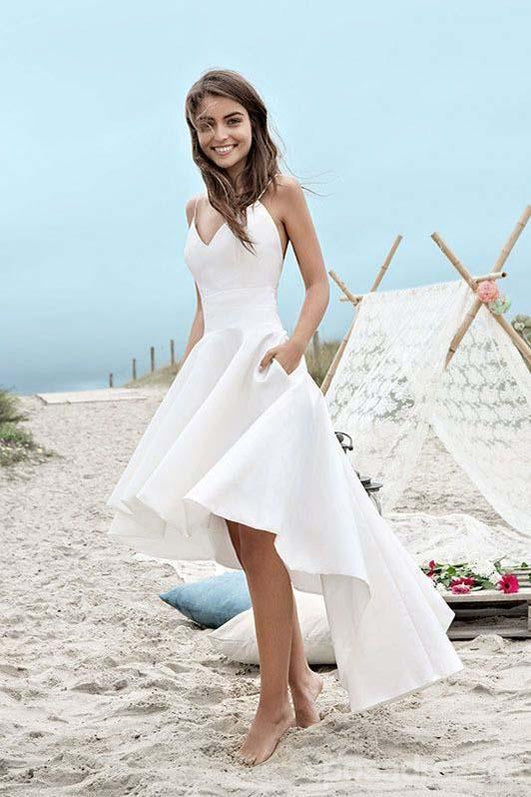 Άσπρη Υψηλή Χαμηλή Απλή Φτηνές Φορέματα Homecoming σε απευθείας Σύνδεση, CM541