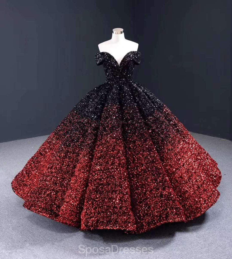 Σκούρο Κόκκινο Κόσμημα Από τον Ώμο Φόρεμα Μπάλα Μακριά Βραδινά Φορέματα Prom, Βράδυ Πάρτι, Φορέματα Prom, 12213
