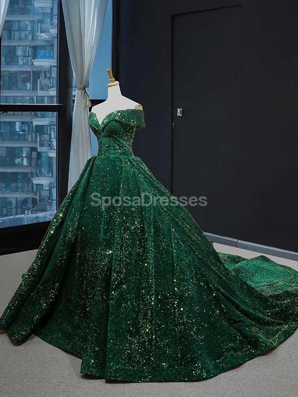 Off Ώμος Σμαραγδένια Πράσινη Πούλια Μακρύ Βράδυ Prom Φορέματα, Βραδινό Κόμμα Prom Φορέματα, 12234