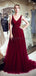 Βραχιόλι V με σκούρο κόκκινο χάντρες A-line Βραδινά φορέματα, Βραδινά φορέματα, 12061
