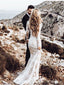 Mangas compridas, vestidos de noiva de sereia com renda online, vestidos de noiva de praia baratos, WD475