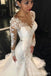 Vestidos de noiva sereia de renda manga longa, ver através de vestidos de casamento personalizados longos, 17101