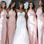 Halter Blush Pink Sereia Cheap Long Bridesmaid Vestidos Online, WG362