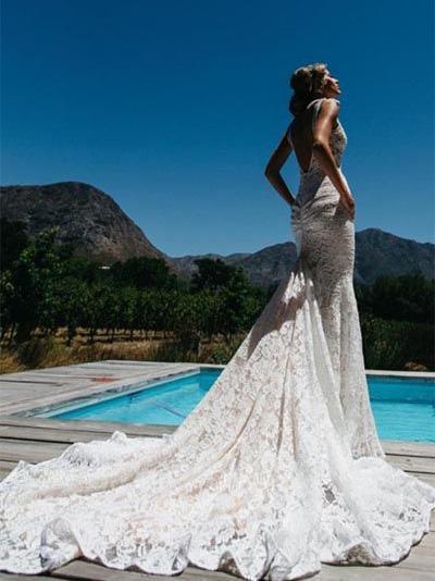 V-neck Lace Mermaid Cheap Wedding Dresss Online, Cheap Lace Bridal Dresses, WD478