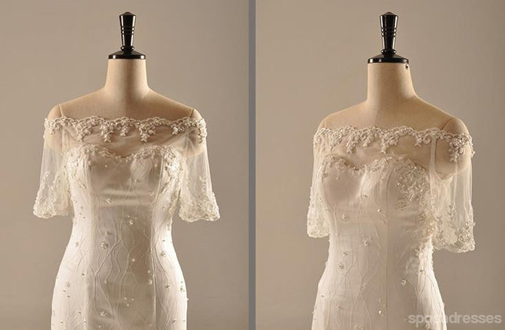 Κοντό Μανίκι Γοργόνα Δείτε Μέσα από το Πίσω Γαμήλια Φορέματα Δαντελλών, Custom Made νυφικά, Φθηνά Νυφικά Φορέματα, WD223