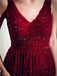 Βραχιόλι V με σκούρο κόκκινο χάντρες A-line Βραδινά φορέματα, Βραδινά φορέματα, 12061
