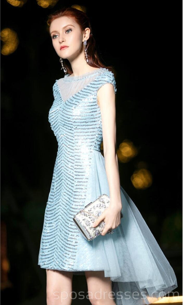 Tiffany mangas do gorro de cequim azuis regresso para casa barato decora vestidos de baile para os estudantes curtos online, baratos, CM765