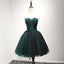 Στράπλες σκούρο πράσινο μαύρο δαντέλα τούλι Homecoming Prom Φορέματα, CM237