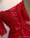 Από τον ώμο κοντό μανίκι κόκκινη δαντέλα χαριτωμένα φορέματα χορού Homecoming, προσιτά σύντομα φορέματα χορού Κόμματος, τέλεια φορέματα Homecoming, CM307