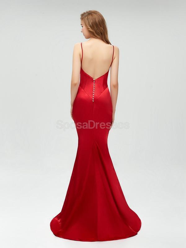 Φτηνός Απλή Backless Σκούρο Κόκκινο Γοργόνα Καιρό το Κόμμα Βραδιού Prom Φορέματα, 175200