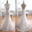 Δημοφιλές κομψό νυφικό φόρεμα με γοργόνα μακρυά γοργόνα με λευκή δαντέλα, φορέματα γάμου, WD0045