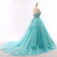 Tiffany Blue A-line Lace Cheap Long Evening Prom Dresses, Cheap Custom Sweet 16 Vestidos, 18516