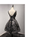 V Ντεκολτέ Μικρή Μαύρη Δαντέλα Homecoming Prom Φορέματα, Λίγο Πίσω, Φόρεμα, CM205