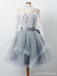 Long Sleeves Lace Grey Short Φτηνές Φθηνά Φορέματα Online, CM576
