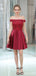 Burgundy Lace Off Shoulder Cheap Homecoming Vestidos Online, Vestidos De Baile Curtos Baratos, CM813
