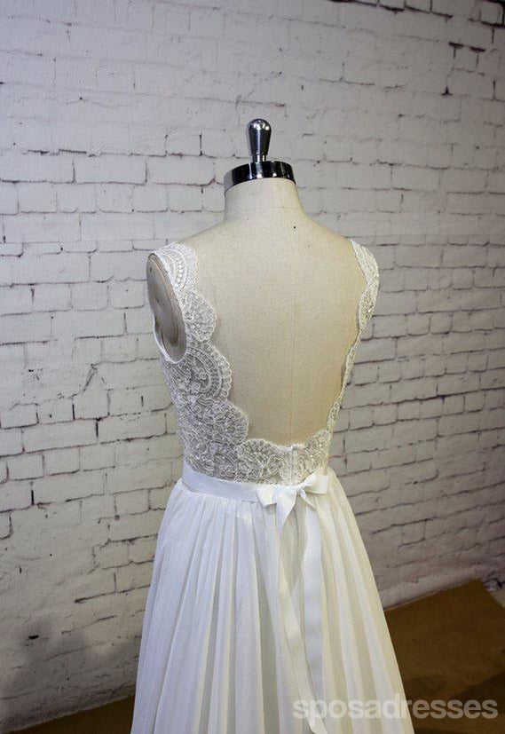 Sexy Backless Lace Cap Sleeves Cheap Beach Wedding Vestidos Online, WD389