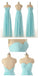 Ο τζούνιορ Ώμο V-λαιμό Μπλε Σιφόν Επίσημη Γραμμή Πάτωμα-Μήκος Κόμμα του Γάμου Φορέματα για την Κουμπάρα, WG56