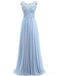 Laço azul claro ver através de chiffon longos vestidos de baile, 17529