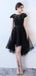 Μαύρο δαντέλα καπάκι μανίκια υψηλή χαμηλή φτηνά φορέματα homecoming σε απευθείας σύνδεση, φτηνά κοντά φορέματα prom, CM800