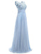 Φως Μπλε Δαντελλών Δείτε Μέσα από Σιφόν Μακρύ Βράδυ Φορέματα Prom, 17529