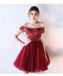 Off ώμο δαντέλα beaded δείτε μέσα από κόκκινο homecoming φορέματα σε απευθείας σύνδεση, φτηνές κοντά φορέματα Prom, CM790