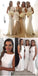 Encantando mulheres de sereia sexy simples brancas vestidos de dama de honra de festa de casamento longos elegantes, WG79