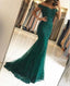 Sexy Off Shoulder Emerald Green Lace Beaded Mermaid Long Evening Prom Dresses, Popular Φθηνό Long Cunds Party Prom Dresses, 17328