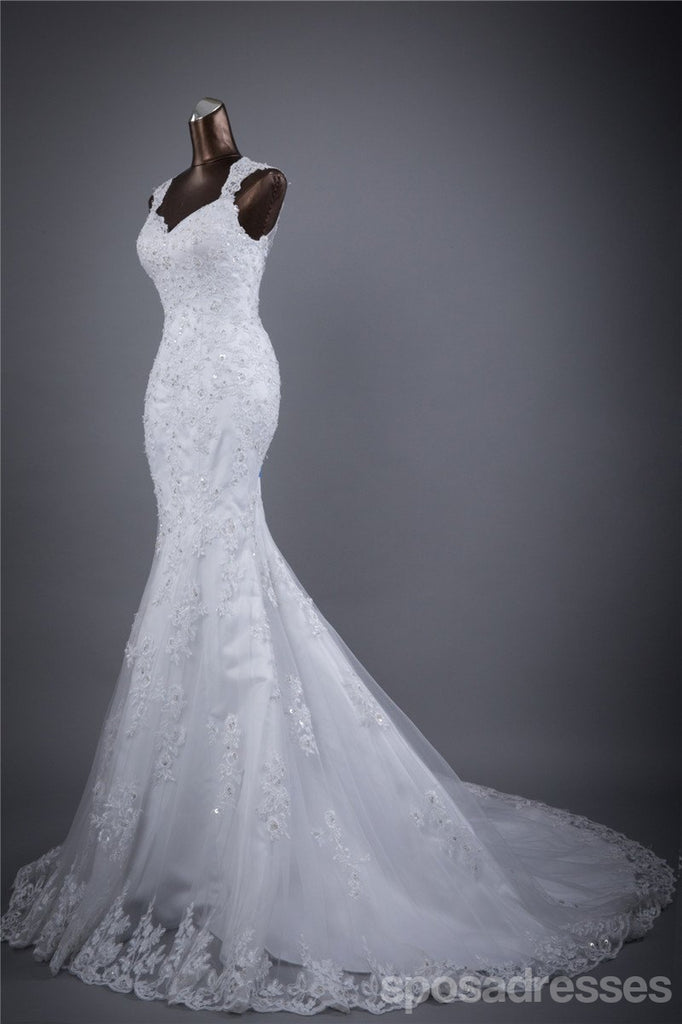 Cap Sleeve Lace Mermaid Wedding Bridal Dresses, Custom Made Wedding Dresses, Affordable Wedding Bridal Gowns, WD248