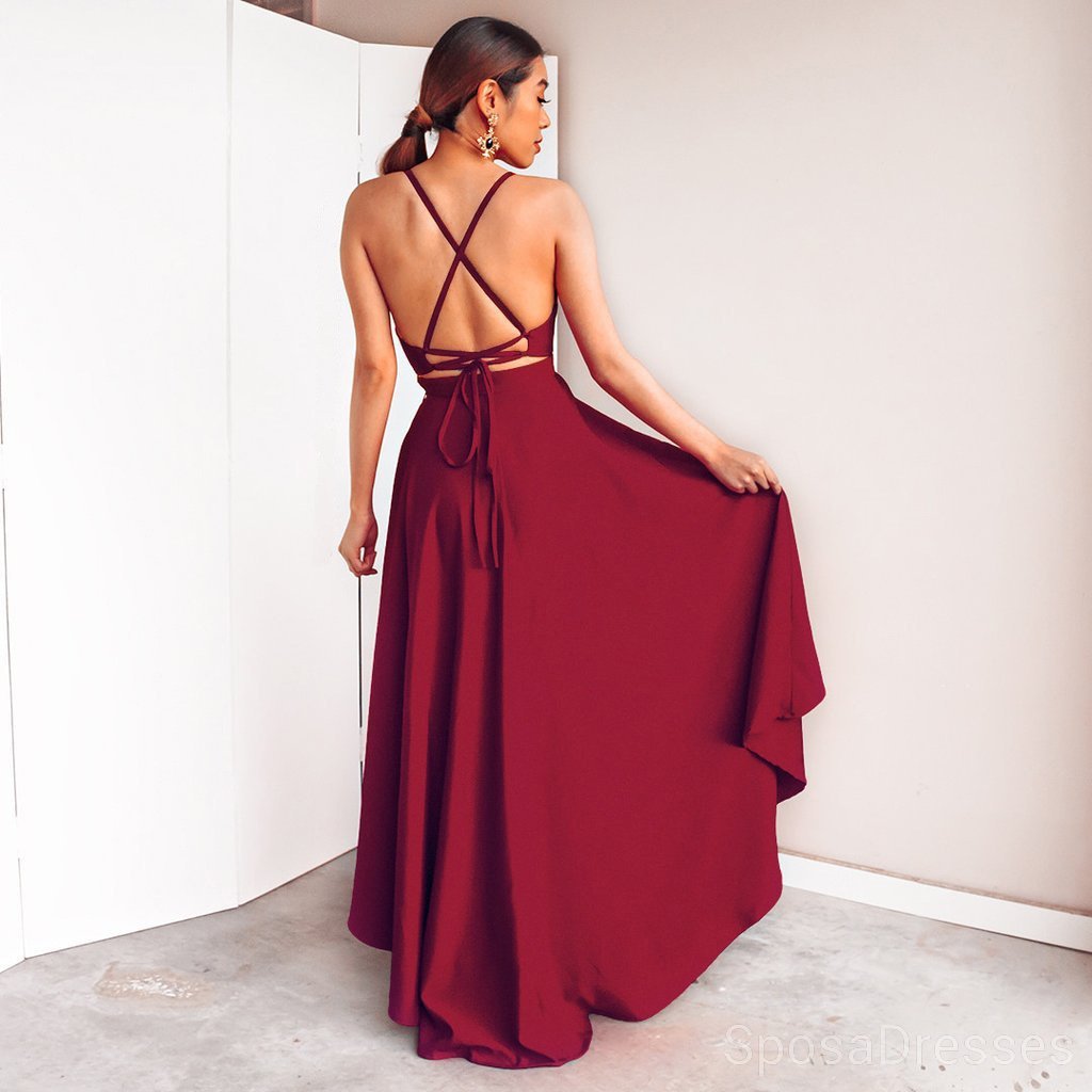 Sexy Simple High Low Backless Evening Prom Dresses, Cheap Custom Sweet 16 Dresses, 18490